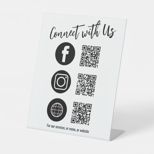 Signe De Table Business Tablett QR Code Simple Social Media (Recto)