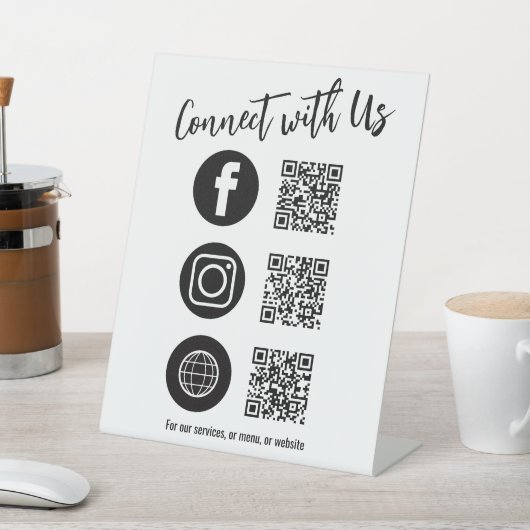 Signe De Table Business Tablett QR Code Simple Social Media (In SItu)