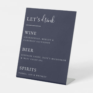 Signe De Table Buvons Liste Barre Bleu Marine