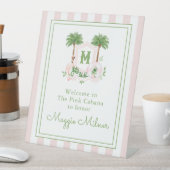 Signe De Table Cabana Stripes Palm Beach Monogram Crest (In SItu)