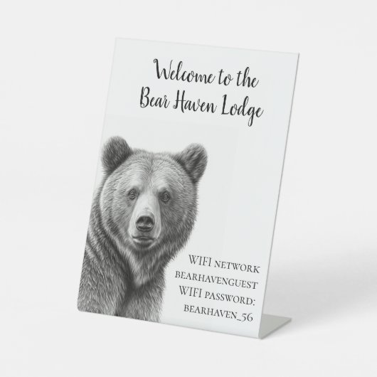Signe De Table Cabine de vacances Bear Lodge Home WIFI informatio (Recto)