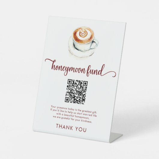 Signe De Table Cadeau de Lune de Miel Café Code QR Salle de Maria (Recto)