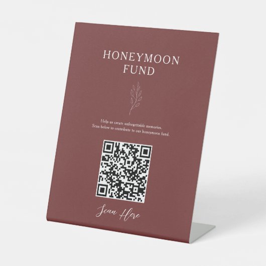Signe De Table Cadeau de Lune de Miel Code QR Minimal Terracotta  (Recto)