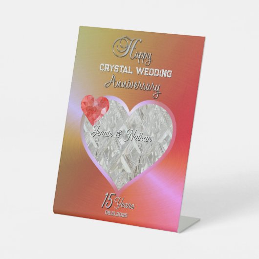 Signe De Table Cadeau personnalisé du 15e anniversaire du Mariage (Recto)