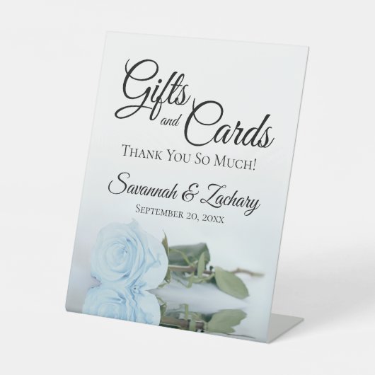 Signe De Table Cadeaux & Cartes Elégant Dusty Blue Rose Merci (Recto)