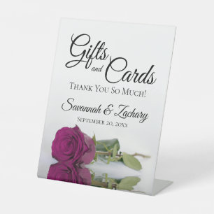 Signe De Table Cadeaux & Cartes Elégante Cassis Purple Rose Merci