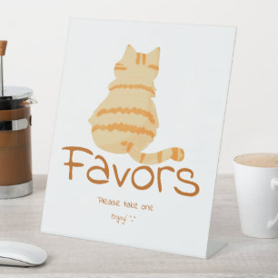 Signe De Table Cadeaux de Baby Shower Mignon Chat Orange Gros