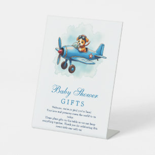 Signe De Table Cadeaux de Baby Shower Pilote de Puppy d'Avion Vin