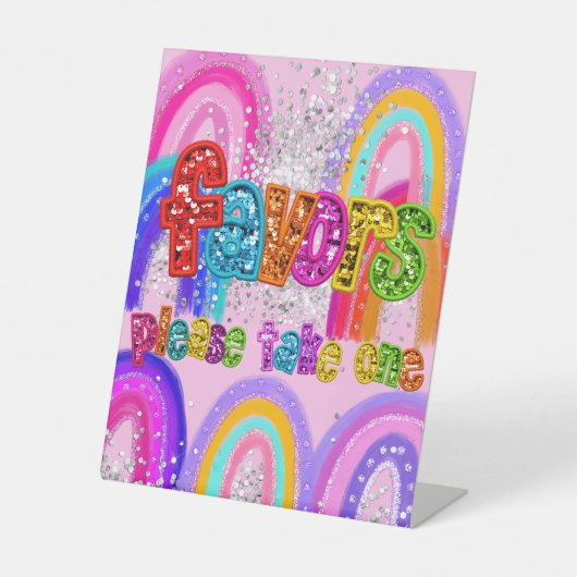 Signe De Table Cadeaux de fête Sequins Arc-en-ciel (Recto)