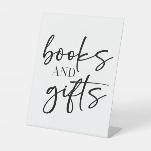 Signe De Table Cadeaux de livres de Baby Shower à l'écriture simp