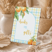 Signe De Table Cadeaux de Livres et Oranges Bleu