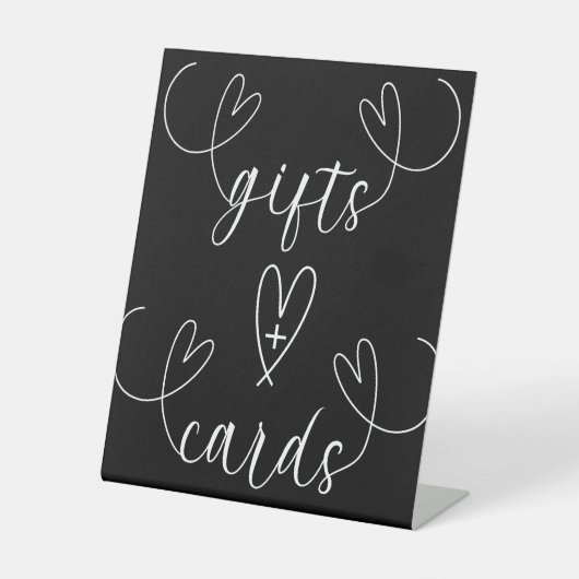 Signe De Table Cadeaux de mariage & Cartes noir & blanc coeurs mo (Recto)