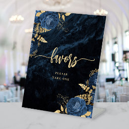 Signe De Table Cadeaux de mariage élégants bleu marine et or flor