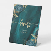 Signe De Table Cadeaux de mariage élégants sarcelle et or (Recto)