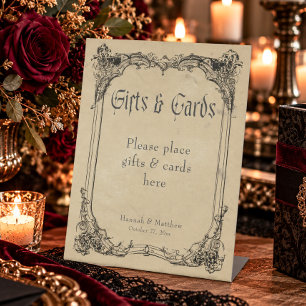 Signe De Table Cadeaux de mariage marron toile noir gothique vint
