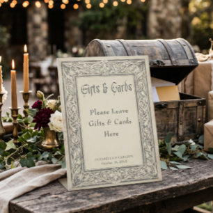Signe De Table Cadeaux de mariage noirs vintage de fantaisie médi