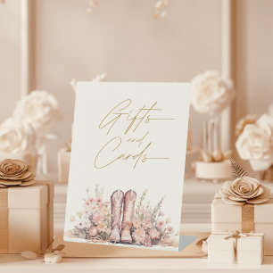 Signe De Table Cadeaux et Cartes Boots Floral Cowgirl Enterrement