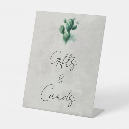 Signe De Table Cadeaux et Cartes de Mariage Cactus Aquarelle Vert (Recto)