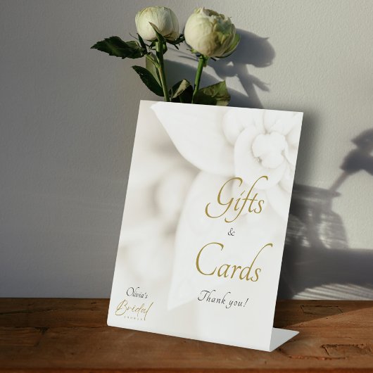 Signe De Table Cadeaux et Cartes de Mariage Fleurie Script Or