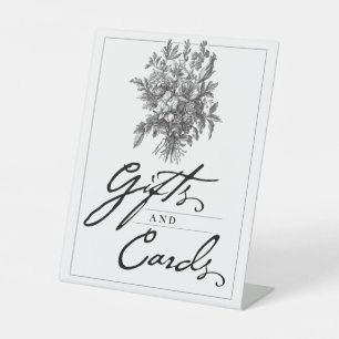 Signe De Table Cadeaux et Cartes de Mariage Floraux Vintage Noir 