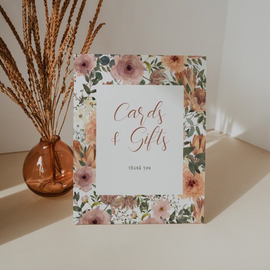 Signe De Table Cadeaux Rose et cartes florales orange brûlées