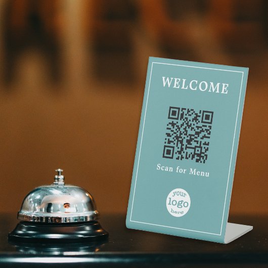Signe De Table Cadet Blue Restaurant Bar Café Menu QR Code Logo