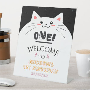 Signe De Table Cadre de chat mignon étoile scintillante 1er anniv