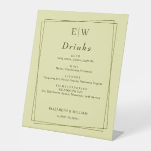 Signe De Table Cadre élégant sur Mariage de monogramme jaune céle