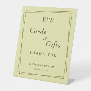 Signe De Table Cadre élégant sur Mariage de monogramme jaune céle