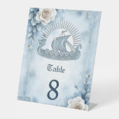 Signe De Table Cadre floral avec Rose et design celtique. (Recto)