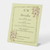 Signe De Table Cadre Rose – Monogramme Jaune Céleste Mariage (Recto)