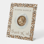 Signe De Table Café Baby shower Merci Déchets Raffin  (Recto)