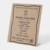 Signe De Table Café Café Kraft Heures d'ouverture Code QR (Recto)