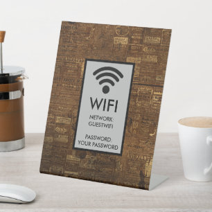 Signe De Table Café Café Wifi Mot de passe Vintage