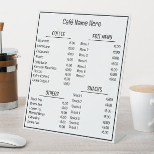 Signe De Table Café minimaliste Simple Menu Café Shop
