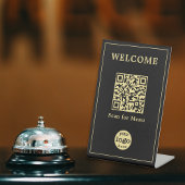Signe De Table Café moderne Restaurant Menu QR Code Business Logo