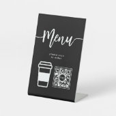 Signe De Table Café moderne sans contact Menu Script QR Code noir (Recto)