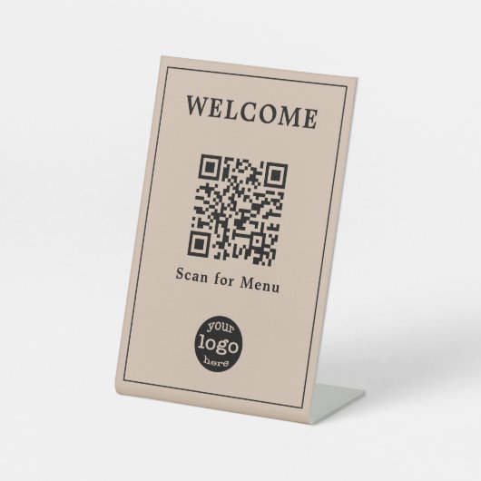 Signe De Table Café Restaurant Café Menu QR Code Business Logo (Recto)