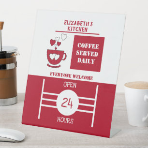 Signe De Table Café rouge et blanc servi tous les jours 24h/24