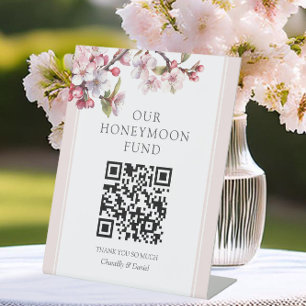 Signe De Table Caisse de Lune de Miel Code QR Fleur de Cerisier