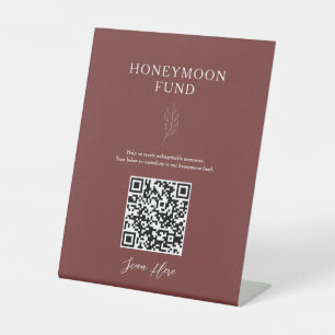 Signe De Table Caisse de Lune de Miel Code QR Minimal Terracotta