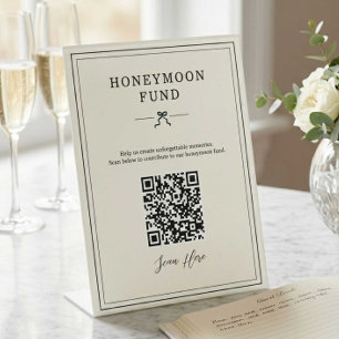Signe De Table Caisse de Lune de Miel QR Code Minimaliste Mariage