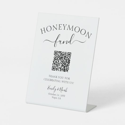 Signe De Table Caisse de Lune de Miel QR Mariage Minimaliste (Recto)