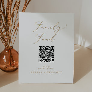 Signe De Table Calcul Or Delicate Code QR Fonds Famille