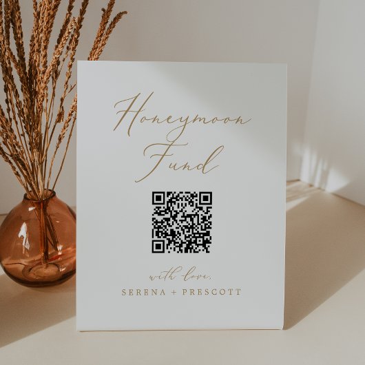Signe De Table Calcul Or Delicate Code QR Honeymoon Fund
