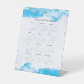 Signe De Table Calendrier 2026 Marbré Tropical Turquoise Gold (Recto)