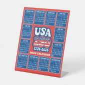 Signe De Table Calendrier 2026 - USA 250 Rouge Blanc Bleu (Recto)
