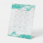 Signe De Table Calendrier 2026 Vagues marbrées Tropical Turquoise (Recto)