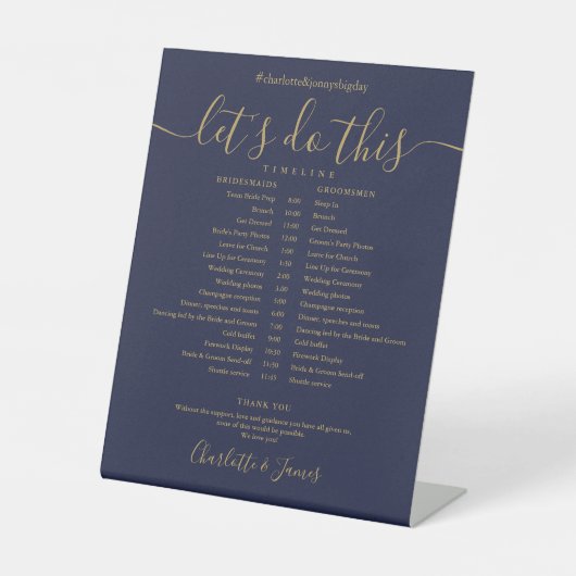 Signe De Table Calendrier de mariage à l'écriture dorée sur fond (Recto)