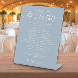 Signe De Table Calendrier de mariage à l'encre bleue poussiéreuse